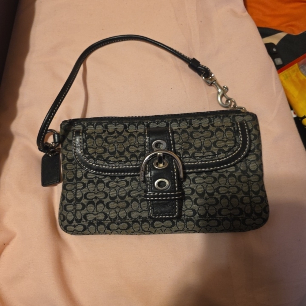 Stylish Black and Gray Women's Coach Wristlete 20%off